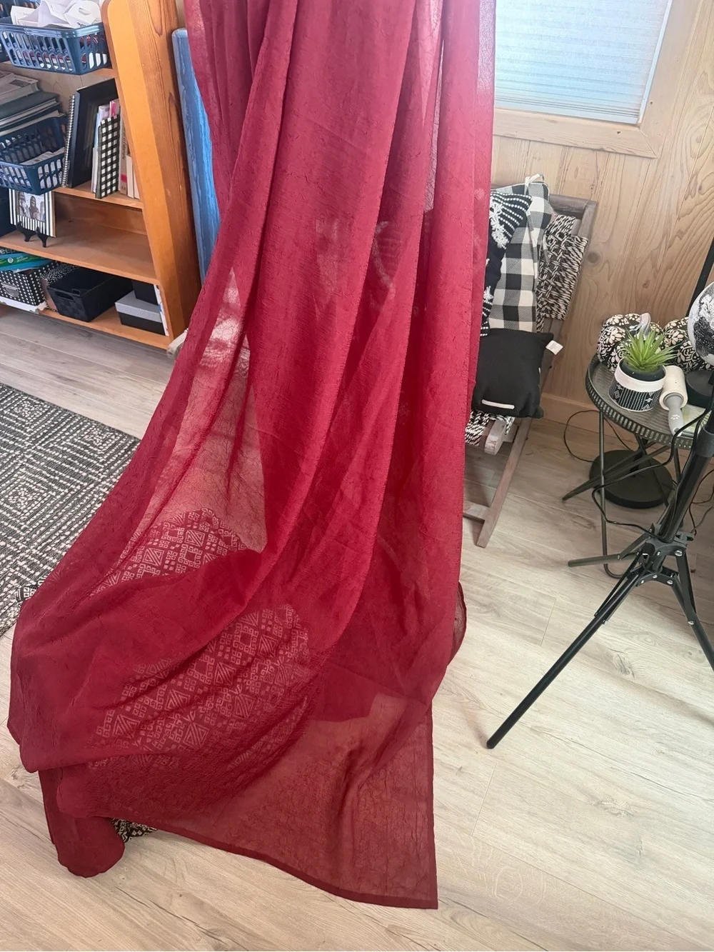 Rich Burgundy Textured Scarf Window Covering Accent